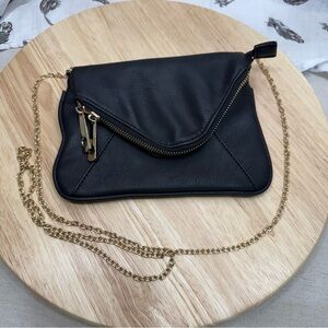 Multi-functional Envelope Clutch Crossbody Bag - Black - Chain Strap